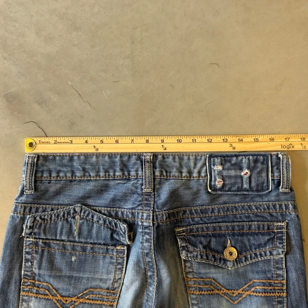 Helix Black Label Mens Straight Leg Distressed Blue Denim Jeans 34x30